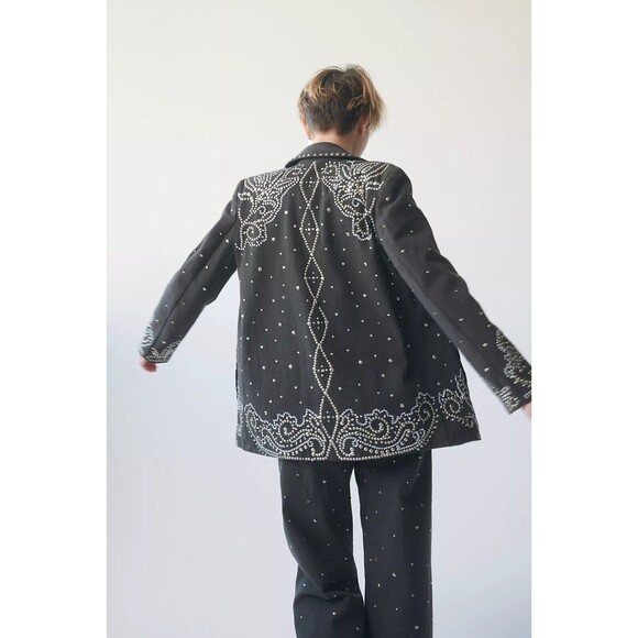Free People Suit Set Womens 4 Embellished Blazer Pants Studded Southwestern - Picture 4 of 16